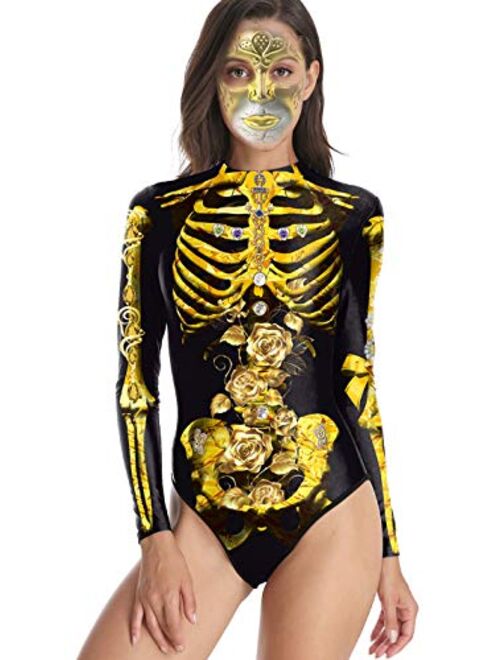 color cosplayer Skeleton One-Piece Swimsuits Novelty Weird Funny Cosplay Costume Bodysuits