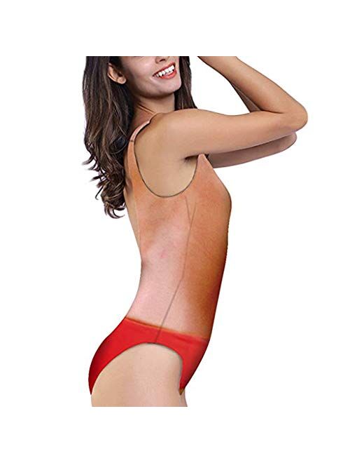 uideazone Women Sexy High Cut One Piece Swimsuit Funny Bathing