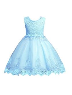 DreamHigh Flower Girl's Floral-Embroidered Pearl Embellished Evening Dress Up 3-10Y