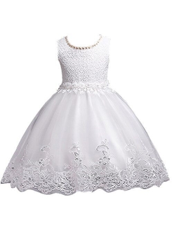 DreamHigh Flower Girl's Floral-Embroidered Pearl Embellished Evening Dress Up 3-10Y