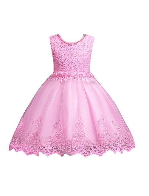 DreamHigh Flower Girl's Floral-Embroidered Pearl Embellished Evening Dress Up 3-10Y