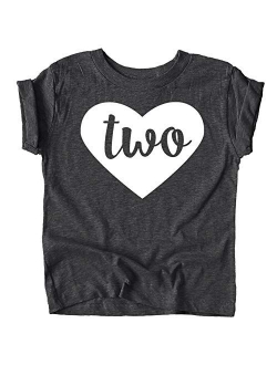 Two in Heart 2nd Birthday Girls Shirt for Toddler Girls Second Birthday Outfit