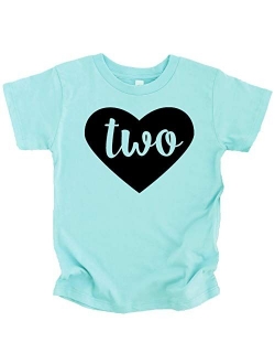 Two in Heart 2nd Birthday Girls Shirt for Toddler Girls Second Birthday Outfit