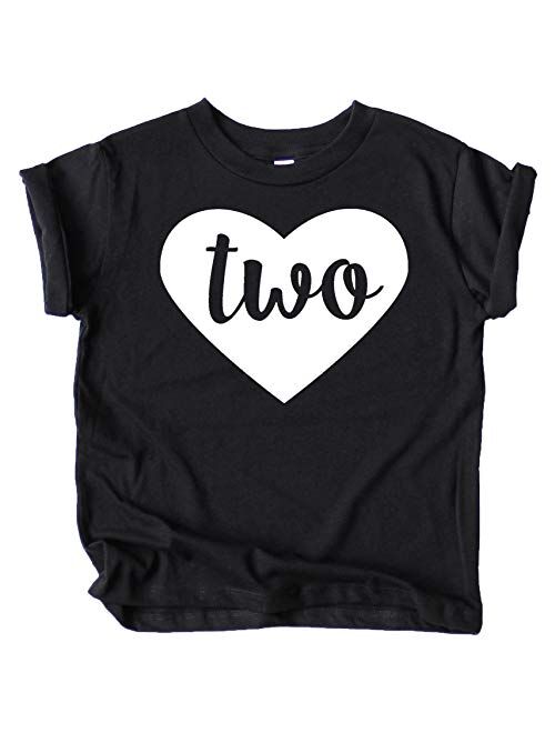 Two in Heart 2nd Birthday Girls Shirt for Toddler Girls Second Birthday Outfit