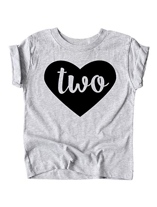 Two in Heart 2nd Birthday Girls Shirt for Toddler Girls Second Birthday Outfit