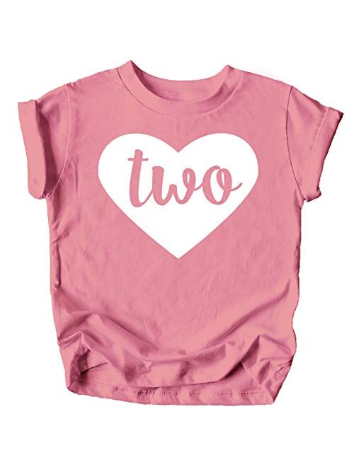 Two in Heart 2nd Birthday Girls Shirt for Toddler Girls Second Birthday Outfit