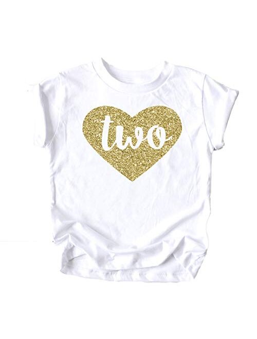 Two in Heart 2nd Birthday Girls Shirt for Toddler Girls Second Birthday Outfit