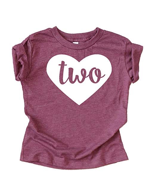 Two in Heart 2nd Birthday Girls Shirt for Toddler Girls Second Birthday Outfit