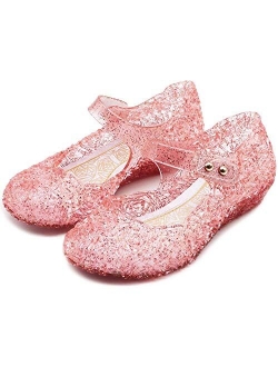 techcity Princess Girls Sandals Dress Up Dance Party Cosplay Jelly Shoes for Kids Toddler Mary Janes