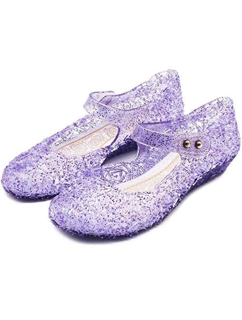 techcity Princess Girls Sandals Dress Up Dance Party Cosplay Jelly Shoes for Kids Toddler Mary Janes