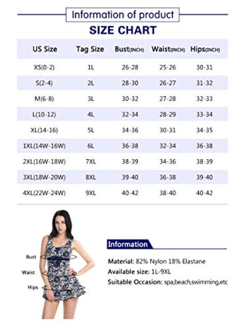 MiYang Women's Plus Size High Waist Printing Swimsuit Bathing Swimwear