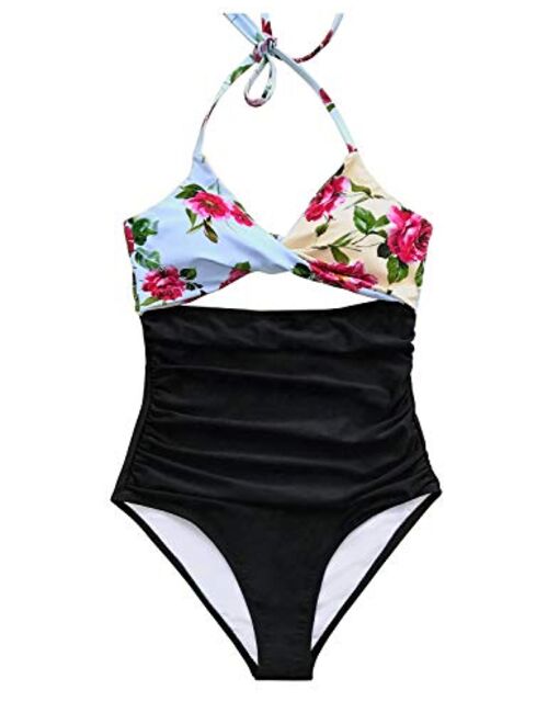 Buy CUPSHE Women's Lush Leaves Print Cut Out Design One-Piece Swimsuit ...