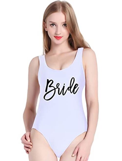 PINJIA Cute One Piece Low Back Swimsuit with High Cut for Women Bathing Suits