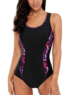 CharmLeaks Women's Sport Pro One Piece Swimsuit Athletic Racerback Swimwear