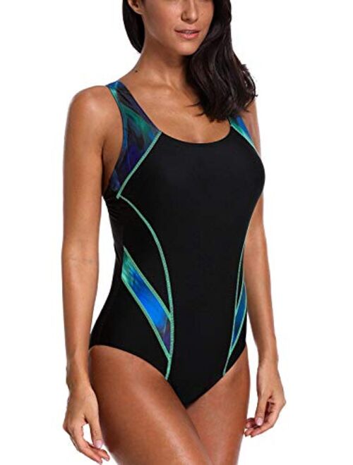 CharmLeaks Women's Sport Pro One Piece Swimsuit Athletic Racerback Swimwear