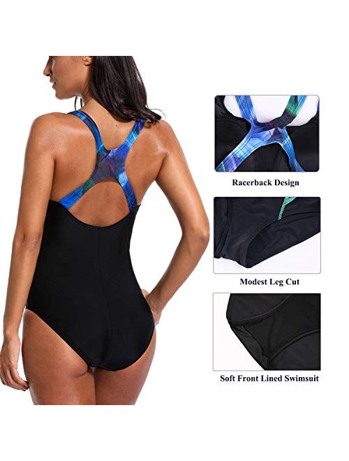 CharmLeaks Women's Sport Pro One Piece Swimsuit Athletic Racerback Swimwear