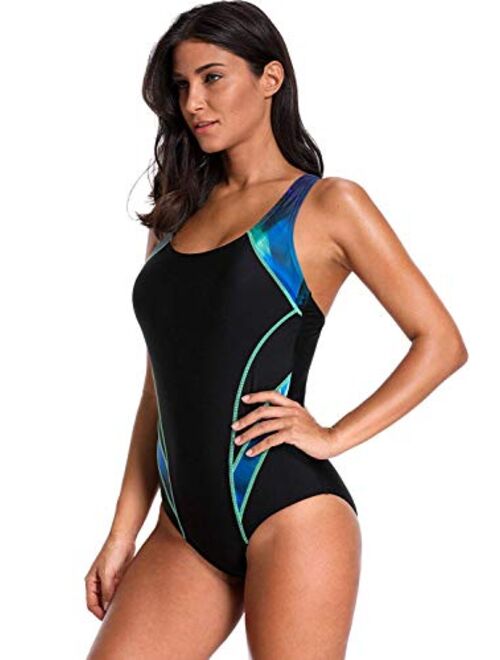 CharmLeaks Women's Sport Pro One Piece Swimsuit Athletic Racerback Swimwear