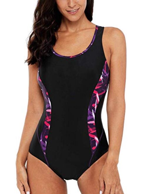 CharmLeaks Women's Sport Pro One Piece Swimsuit Athletic Racerback Swimwear