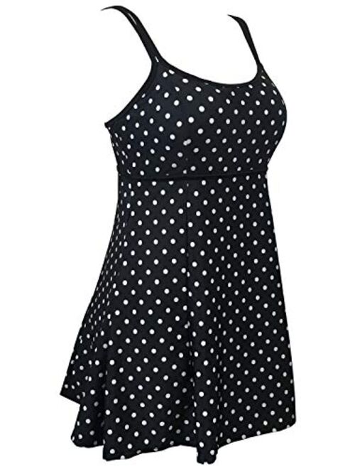 Buy DANIFY Plus Size Swimsuits for Women One Piece Swim Dress Polka Dot ...