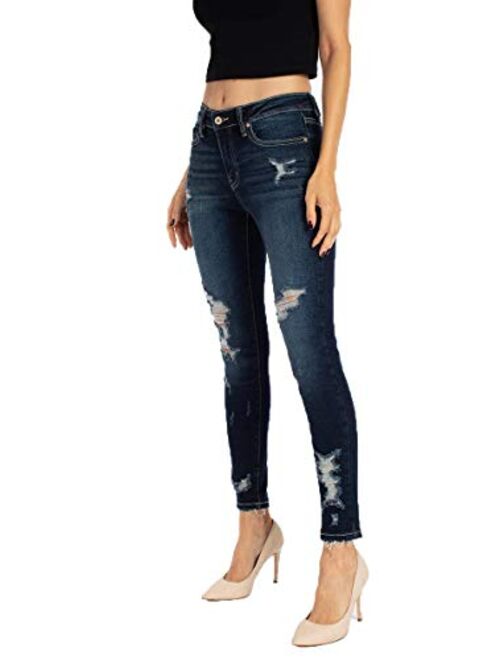 Kancan Jeans Women's Five Pocket High Waist Distressed Denim Jean - KC8373