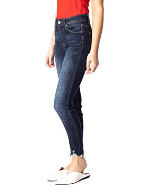 Kan Can Women's Mid Rise Distressed Ankle Skinny Jeans