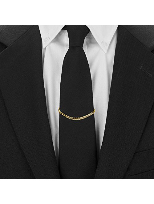 2 Pc Premium Tie Chain Set, Silver and Gold Tone Gift Boxed