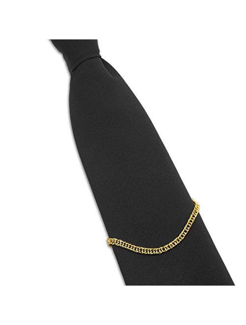 2 Pc Premium Tie Chain Set, Silver and Gold Tone Gift Boxed