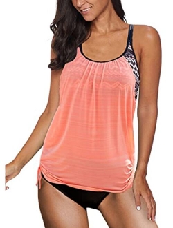 Women's Swimsuits Color Block Tankini Top Boyshort Swimwear