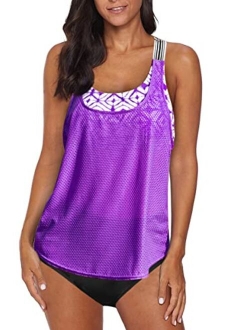 Women's Swimsuits Color Block Tankini Top Boyshort Swimwear