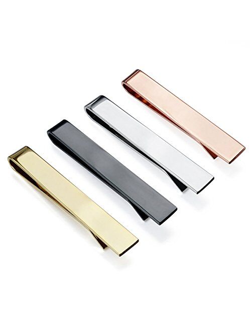 HAWSON Tie Clip-Skinny Tie Bar for Mens 4Pcs Tie Clips Suitable for Wedding Anniversary Business and Daily Life Come with a Black Gift Box