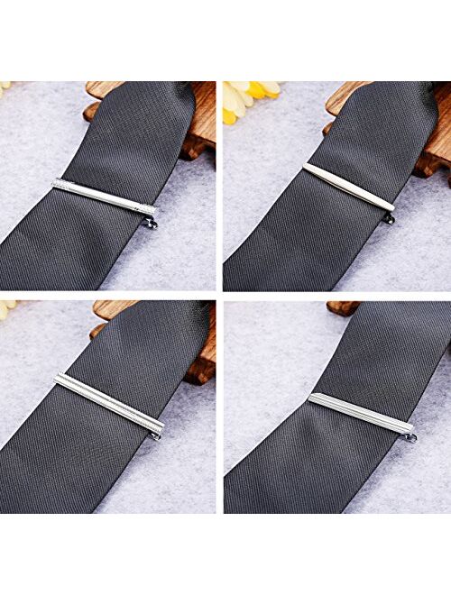 FIBO STEEL 10 Pcs Tie Clips Bar Pinch Clip for Men Wedding Business Tie Bar Clip with Box