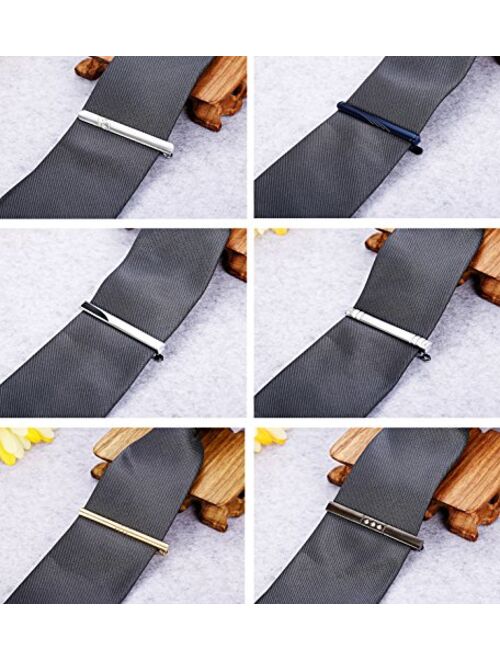 FIBO STEEL 10 Pcs Tie Clips Bar Pinch Clip for Men Wedding Business Tie Bar Clip with Box