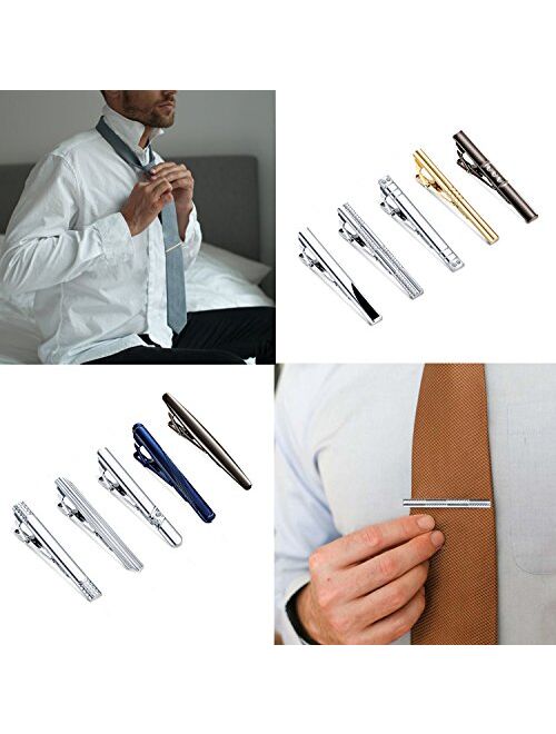 FIBO STEEL 10 Pcs Tie Clips Bar Pinch Clip for Men Wedding Business Tie Bar Clip with Box