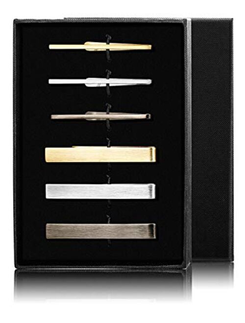 FIBO STEEL 10 Pcs Tie Clips Bar Pinch Clip for Men Wedding Business Tie Bar Clip with Box