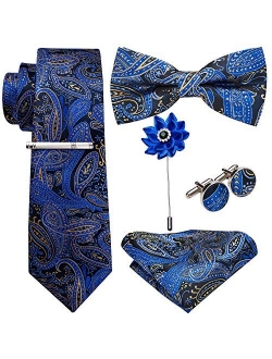 Barry.Wang Fun Animal Ties for Men Designer Handkerchief Cufflink WOVEN Necktie Set