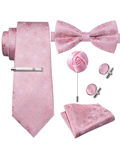 Barry.Wang Fun Animal Ties for Men Designer Handkerchief Cufflink WOVEN Necktie Set