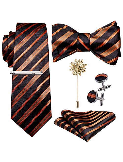 Barry.Wang Fun Animal Ties for Men Designer Handkerchief Cufflink WOVEN Necktie Set