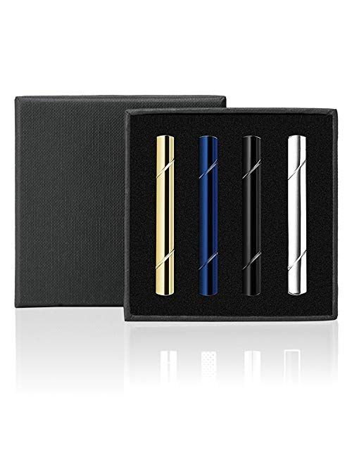 MOZETO Tie Clips for Men, 4pcs Fashion Elegant Style Tie Bar Set for Regular Ties, Luxury Package, Gift for Men