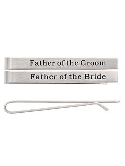 O.RIYA Stainless Steel Tie Clip Wedding Set - Father of The Groom Tie Clip - Father of The Bride