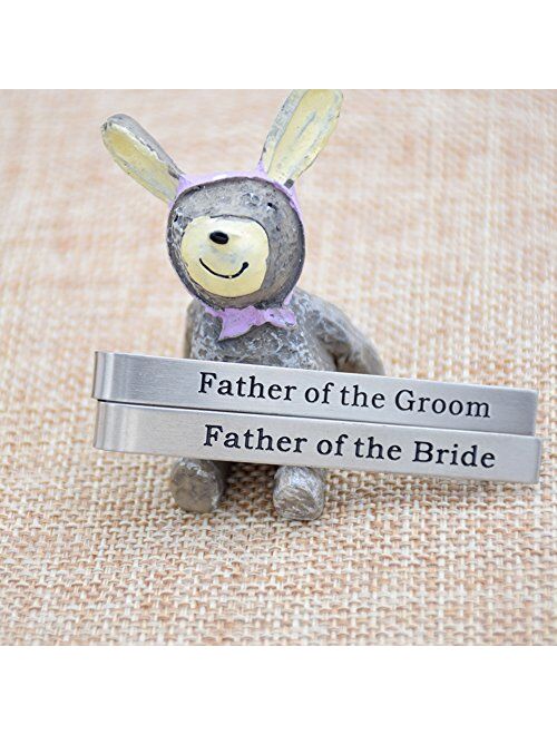 O.RIYA Stainless Steel Tie Clip Wedding Set - Father of The Groom Tie Clip - Father of The Bride