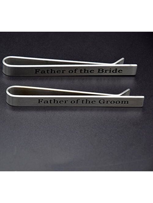 O.RIYA Stainless Steel Tie Clip Wedding Set - Father of The Groom Tie Clip - Father of The Bride