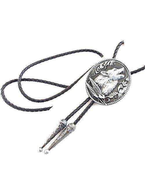 CXYP Howling Wolf Bolo Tie Antique Silver Bolo Tie Western Cowboy Tie