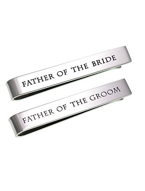 LParkin Father of The Bride Gifts Father of The Groom Gifts Wedding Tie Clips Gifts for Groomsmen from The Bride Stainless Steel Tie Bars