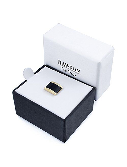 HAWSON Tie Tack for Men Tie Clip Pin with Black Stone Business