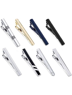 YADOCA Tie Clips Set for Men Tie Bar Clip Black Silver-Tone Gold-Tone for Wedding Business with Gift Box