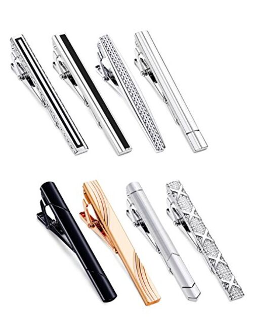 Jstyle 8 Pcs Tie Clips Set for Men Tie Bar Clip Set for Regular Ties Necktie Wedding Business Clips with Box B