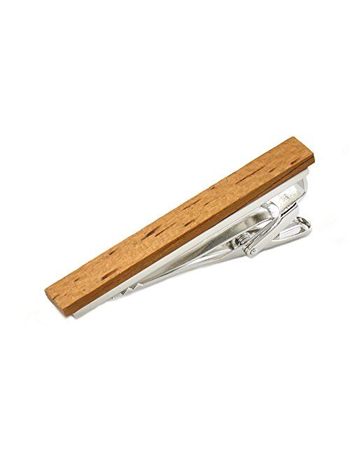 MERIT OCEAN Smart Men's Wood Tie Clips for Men 3 pcs Natural Tie Bar 2.1 Inch in Gift Box