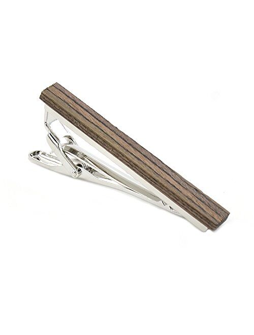 MERIT OCEAN Smart Men's Wood Tie Clips for Men 3 pcs Natural Tie Bar 2.1 Inch in Gift Box