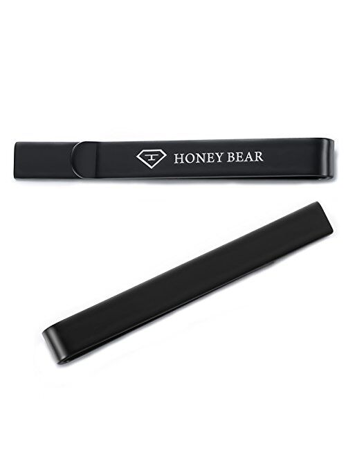 HONEY BEAR Mens Tie Clip Bar Normal Size Steel for Business Wedding Gift 5.4cm