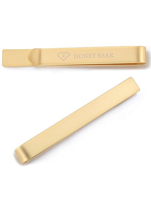 HONEY BEAR Mens Tie Clip Bar Normal Size Steel for Business Wedding Gift 5.4cm